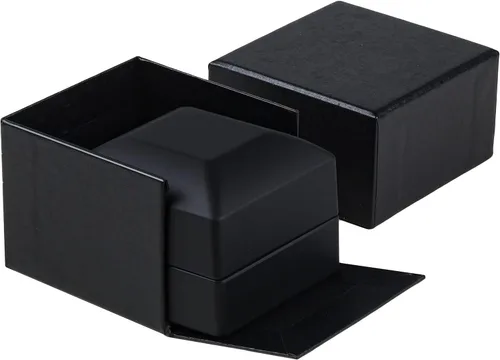 Vista 4 de Allure - Paquete de 2 cajas de lujo para aretes con luz LED, elegante estuche de diamantes en forma cuadrada, para propuesta única, compromiso