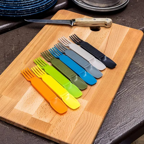 Vista 7 de ASR Outdoor Utensilios de plástico portátiles 3 en 1, accesorios de camping, color azul