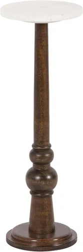 Vista 14 de Kate and Laurel Wegner Coastal Mesa Redonda de Madera para Bebidas, 8 x 23 pulgadas, Blanqueado, Mesa de Pedestal Elegante y Duradera para Usar como