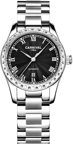 Vista 10 de Reloj mecánico automático para mujer Carnival con banda de acero inoxidable