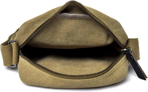 Vista 6 de Bolso bandolera pequeño multiusos de lona para hombre, bolso cruzado casual, bolso de hombro cruzado, bolso organizador de viaje