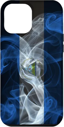 Vista 24 de iPhone 13 Pro Max Smoky Nicaragua Flag - Funda de orgullo nicaragüense estilo humo