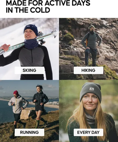 Vista 4 de DANISH ENDURANCE Gorro ligero de lana merino para hombres y mujeres, gorro térmico