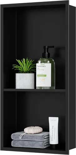 Vista 16 de Neodrain Nicho de ducha doble estante de acero inoxidable, no necesita azulejos, nichos de baño empotrados en la pared, nicho de pared empotrado