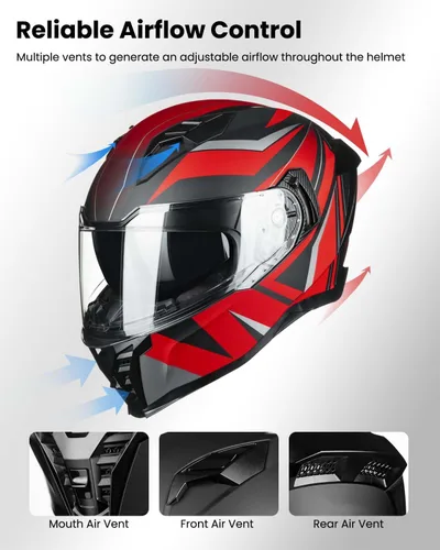 Vista 5 de Casco de motocicleta de cara completa con doble visera, moto de calle, carreras, DOT para adultos, hombres y mujeres, modelo MF569