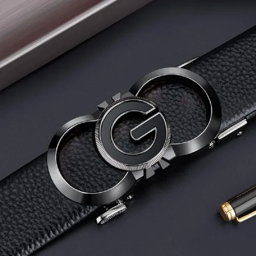 Vista 6 de VANNANBA Leather Ratchet Belts for Men Automatic Buckle with Belt Box Gift for Men