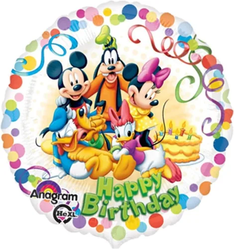 Vista 4 de Globos de fiesta de cumpleaños de Mickey Mouse – Juego de 4 globos temáticos de Micky Mouse en varios estilos para un ramo de cumpleaños especial