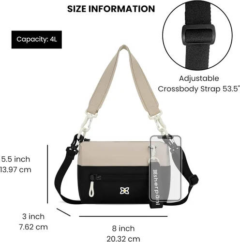 Vista 113 de Sherpani Skye - Bolso cruzado pequeño, de nailon, ligero, para mujer, con protección RFID