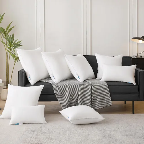 Vista 7 de Oubonun Paquete de 2 rellenos de almohada lumbar de 12 x 20 pulgadas, 100% algodón, transpirable, funda rectangular de cojín cuadrado, cojines