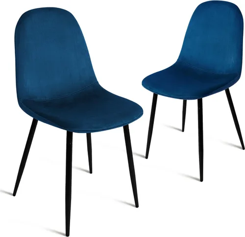 Vista 12 de CangLong Juego de 2 sillas de comedor modernas de terciopelo, sillas decorativas tapizadas con patas de metal, color verde oscuro para sala