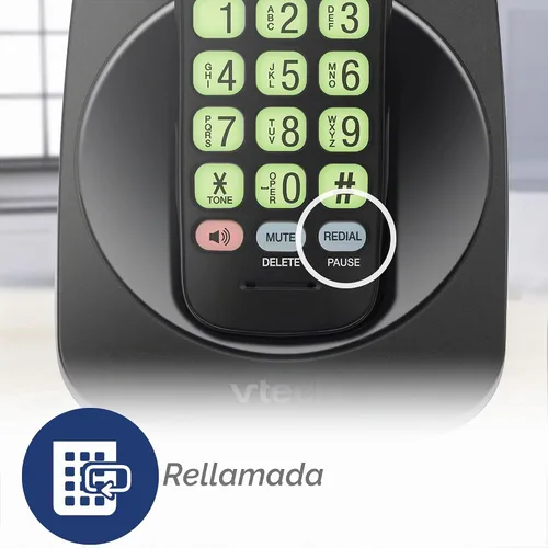 Vista 7 de VTech VG101-11 Teléfono inalámbrico con altavoz dúplex completo e identificación de llamada/llamada en espera (negro)