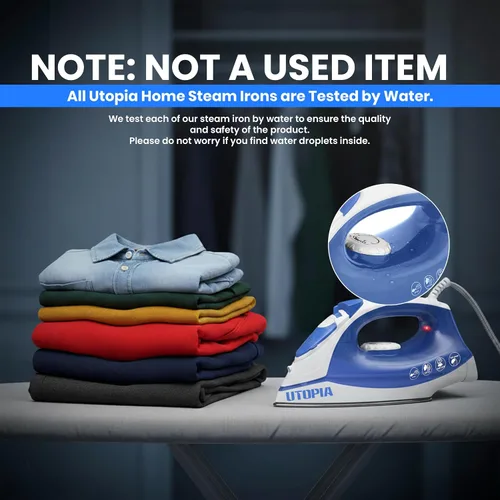 Vista 11 de Utopia Home Plancha de vapor para ropa con suela antiadherente, plancha de ropa de 1200 W con control de termostato ajustable, protección