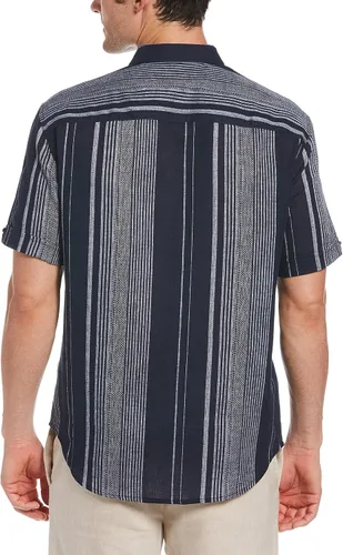 Vista 2 de Cubavera Camisa de manga corta con textura de teñido de hilo para hombre