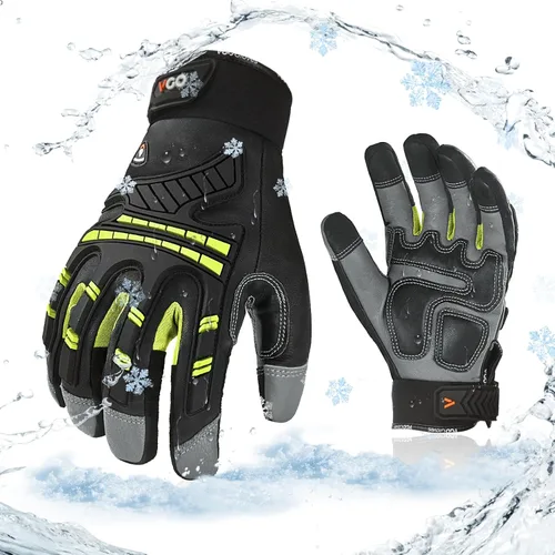 Vista 8 de Vgo... -4 ℉ o superior Guantes mecánicos resistentes al agua para invierno de alta destreza, antivibración, antiabrasión, pantalla táctil