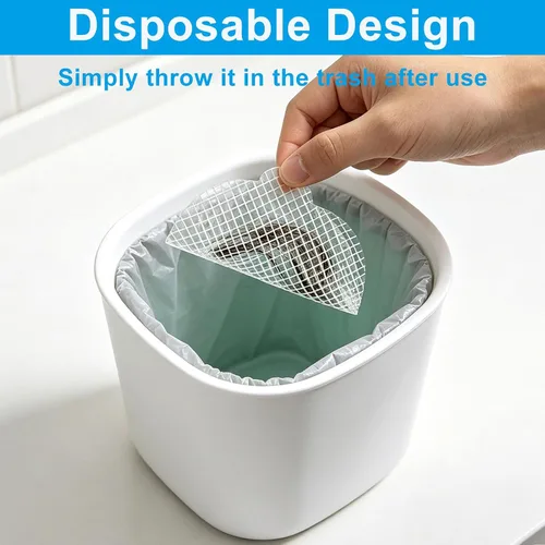 Vista 3 de LALOFE 40 unidades de atrapa pelo desechables para ducha, pantalla de drenaje de ducha de 5.11 x 4.33 pulgadas con raspador de goma amarillo
