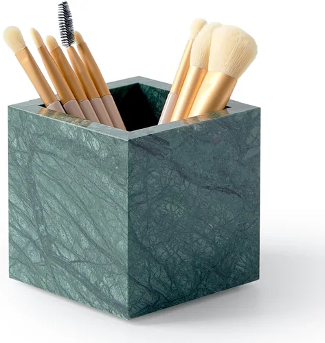 Vista 12 de Portacepillos de mármol natural lujoso real y organizador de brochas de maquillaje y soporte para bolígrafos para escritorio, portautensilios