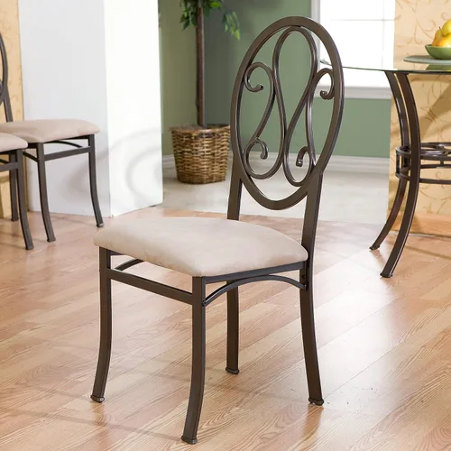 Vista 2 de SEI Furniture Lucianna - Juego de 4 sillas de comedor, marco marrón oscuro con asiento de gamuza beige