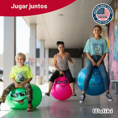 Vista 4 de WALIKI Bola Hippity Hop para adolescentes Hopper rosa de 22 pulgadas Bola de salto y salto para juego activo y diversión al aire libre