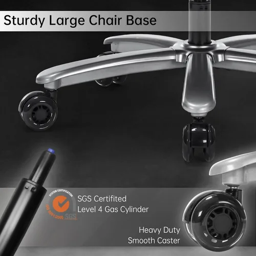Vista 8 de Silla de oficina grande y alta de 500 libras, silla de escritorio ergonómica resistente con soporte lumbar ajustable, silla ejecutiva de computadora