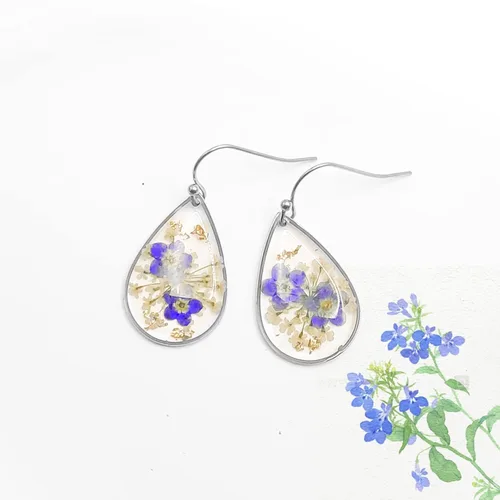 Vista 37 de Pendientes de flores prensadas hechos a mano para mujer