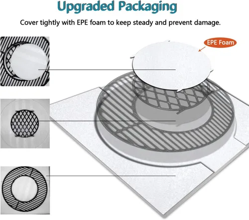 Vista 6 de Hongso 8835 Rejillas antiadherentes con revestimiento de porcelana pulida de 21.5 pulgadas para Weber Original Kettle Premium de 22 pulgadas