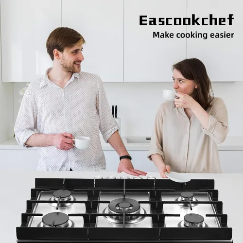 Vista 12 de Eascookchef Placa de cocina de gas de 30 pulgadas, estufa de gas con 5 quemadores de alta eficiencia, placa de cocina de propano de acero inoxidable