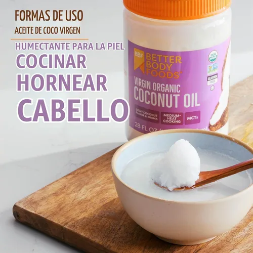 Vista 2 de BetterBody Foods Aceite de coco virgen, 28 onzas líquidas