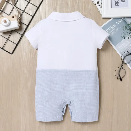 Vista 3 de IDOPIP Chaleco blanco para bebé, caballero, camisa blanca, corbatín, esmoquin, enterizo, enterizo, traje de cumpleaños, traje formal de 0-18 meses