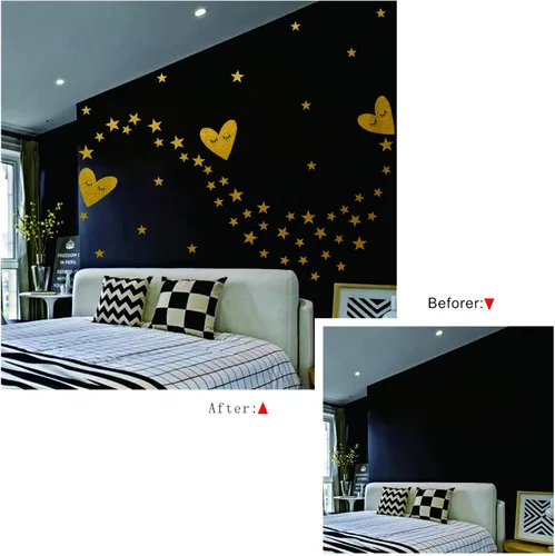 Vista 4 de 126 calcomanías de pared de corazón amoroso, decoración de pared dorada para niñas, decoración de dormitorio de niñas, calcomanías de vinilo