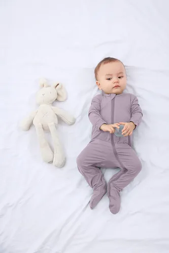 Vista 5 de GUISBY Pijama de rayón con pies para bebé con puños de manopla, mameluco suave de manga larga de 0 a 18 meses