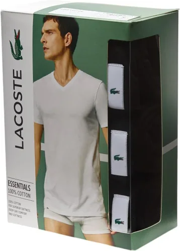 Vista 5 de Lacoste Camiseta de cuello redondo de ajuste regular 100% algodón para hombre, paquete de 3