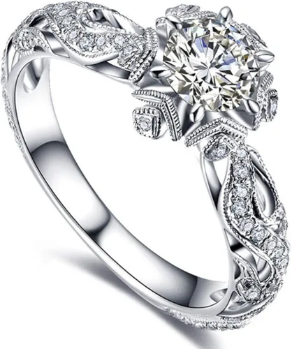 Vista 38 de Iumer - Anillo de zircón de dos piezas con incrustaciones de diamantes de imitación artificiales para mujer, talla 6-10.