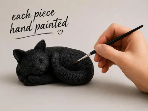 Vista 7 de JFSM INC. Mini figura pintada a mano con gato negro dormido de 3 pulgadas