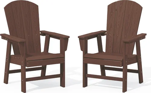 Vista 19 de SERWALL Juego de sillas de comedor Adirondack para exterior, conjunto de 2, sillas de patio de HDPE resistentes a todo clima, color negro
