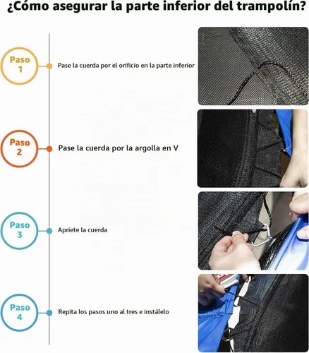 Vista 6 de Cliselda Round Trampoline Replacement Safety Net for 6 Straight Poles UV-Resistant, Breathable, Weather-Resistant, with Adjustable Straps