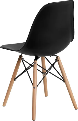 Vista 6 de Flash Furniture - Paquete de 2 sillas Elon Series de plástico negro con patas de madera