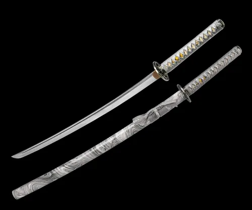 Vista 3 de Espada samurái real forjada a mano con acero T10 templado con arcilla, espada Katana de espiga completa afilada, 41 pulgadas