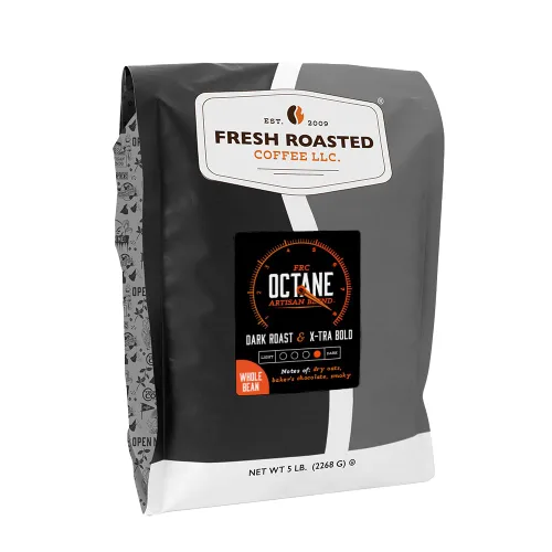 Vista 52 de Fresh Roasted Coffee, Blackbeard's Revenge, 12 onzas, tostado medio, Kosher, grano entero