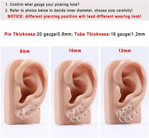Vista 13 de FANSING Aretes de aro para mujer, aretes de aro de cartílago de moda, aretes de acero quirúrgico para hombre