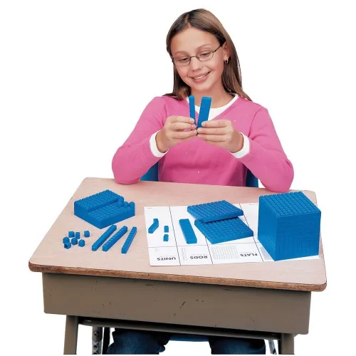 Vista 4 de ETA hand2mind Juego para clase de bloques base de diez interlox, 644 piezas