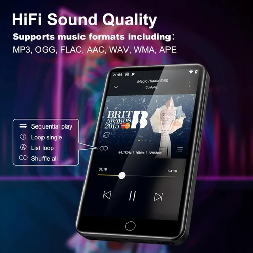 Vista 5 de MP3 Player with Bluetooth and WiFi, ZAQE 80GB Storage & Android OS, 4" Touch Screen, FM Radio, Kids MP3 & MP4 Player with Spotify Google Play Store