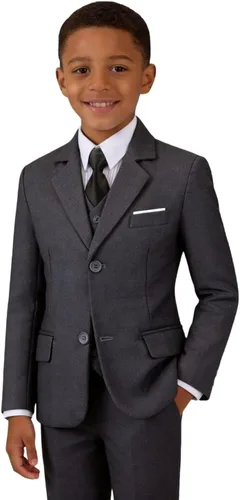 Vista 20 de Traje formal para niños pequeños, esmoquin para boda Negro 4 piezas