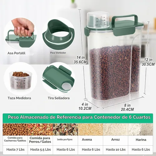 Vista 2 de TBMax Contenedor de Almacenamiento de Comida para Gatos y Perros de 5 a 7 libras, Contenedor Secundario de Almacenamiento de Comida para Mascotas