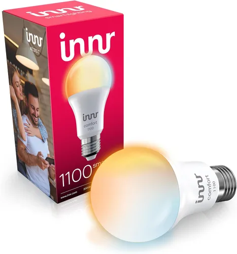 Vista 12 de innr - Bombilla inteligente Zigbee A19, funciona con Hue*, Alexa, SmartThings (se requiere hub), luz blanca y de color, bombilla LED E26, bombilla