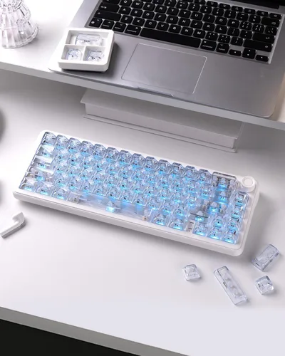 Vista 7 de Ice Clear - Juego de teclas transparentes de 126 teclas, teclas de teclado de perfil ASA, compatibles con MX-para teclado mecánico