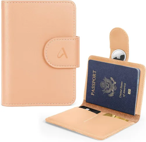 Vista 9 de ALLIVE Soporte para pasaporte para viajes, soporte para pasaporte Rfid para mujeres y hombres, funda de pasaporte de cuero genuino para viaje