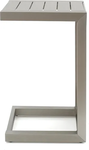 Vista 10 de Christopher Knight Home Cape Coral - Sillas de aluminio para exteriores con mesa auxiliar, color caqui y plateado