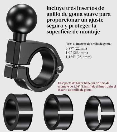 Vista 4 de BRCOVAN Soporte de bola de 1 '', base de abrazadera de manillar de aleación