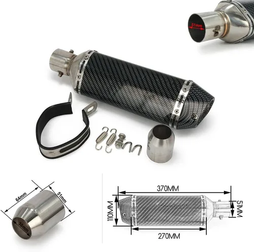 Vista 3 de JFG RACING Silenciador de escape Slip On para motocicleta, moto de cross, moto de tierra, ATV, 1,5-2" universal para moto de calle, moto de pista
