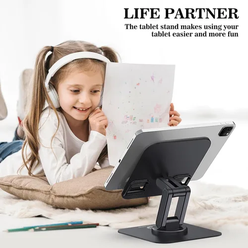 Vista 2 de OCYCLONE Soporte para iPad, soporte plegable ajustable giratorio de 360° para tablet iPad compatible con Kindle Tablet iPad de 4 a 15.6 pulgadas